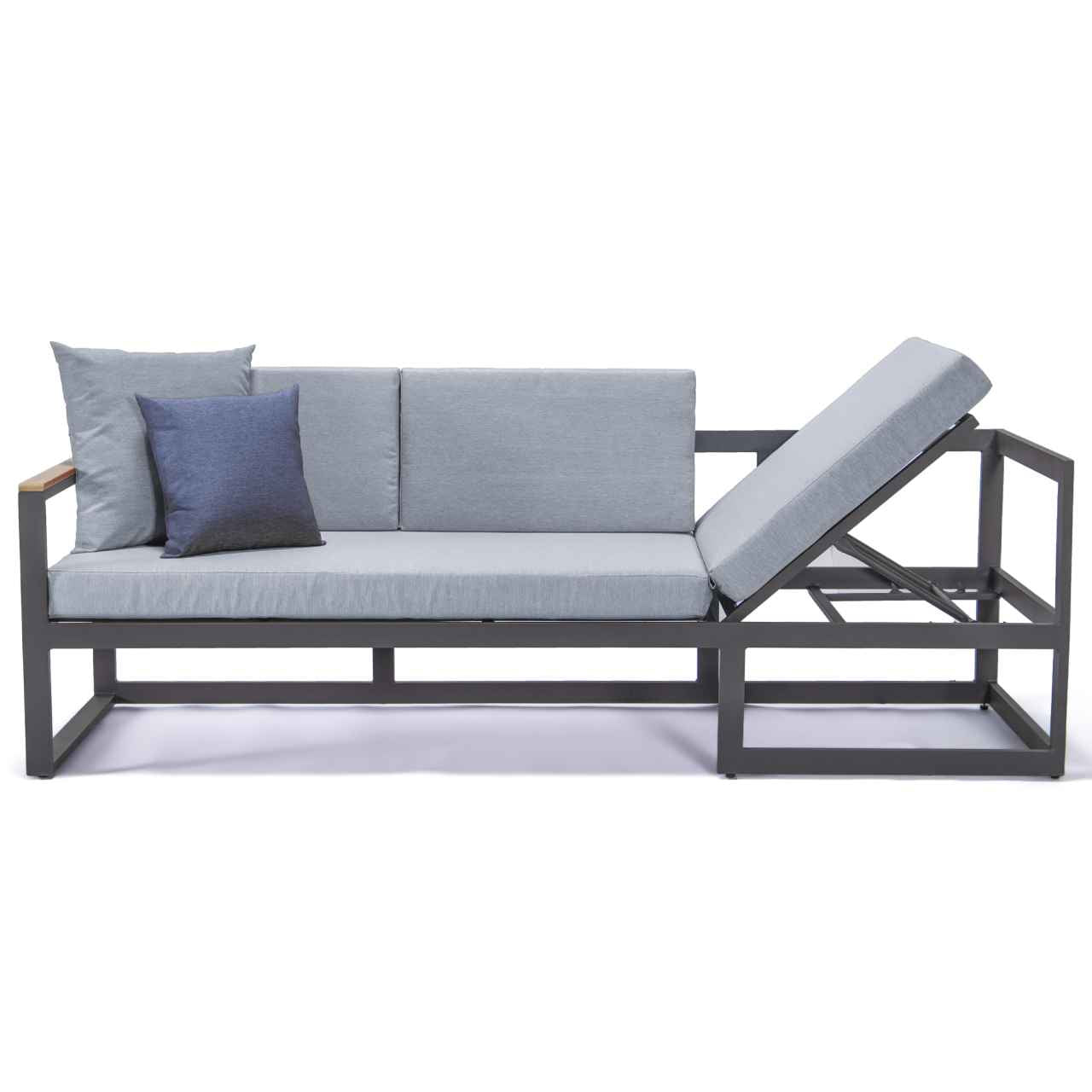 LeisureMod Chelsea Black Sectional With Adjustable Headrest & Coffee Table With Two Tone Cushions | Outdoor Sofas, Loveseats & Sectionals | Modishstore - 55