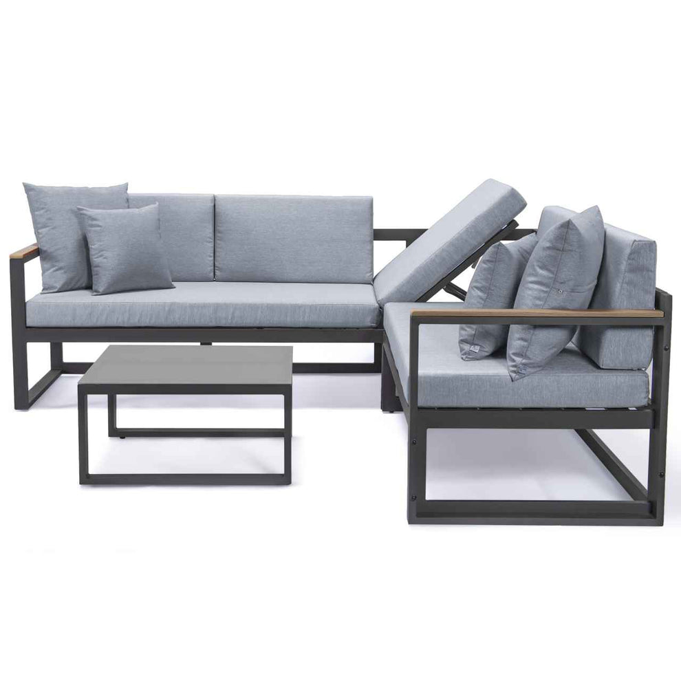 LeisureMod Chelsea Black Sectional With Adjustable Headrest & Coffee Table With Cushions | Outdoor Sofas, Loveseats & Sectionals | Modishstore - 61