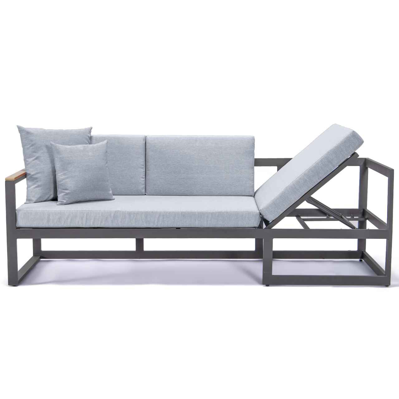 LeisureMod Chelsea Black Sectional With Adjustable Headrest & Coffee Table With Cushions | Outdoor Sofas, Loveseats & Sectionals | Modishstore - 57