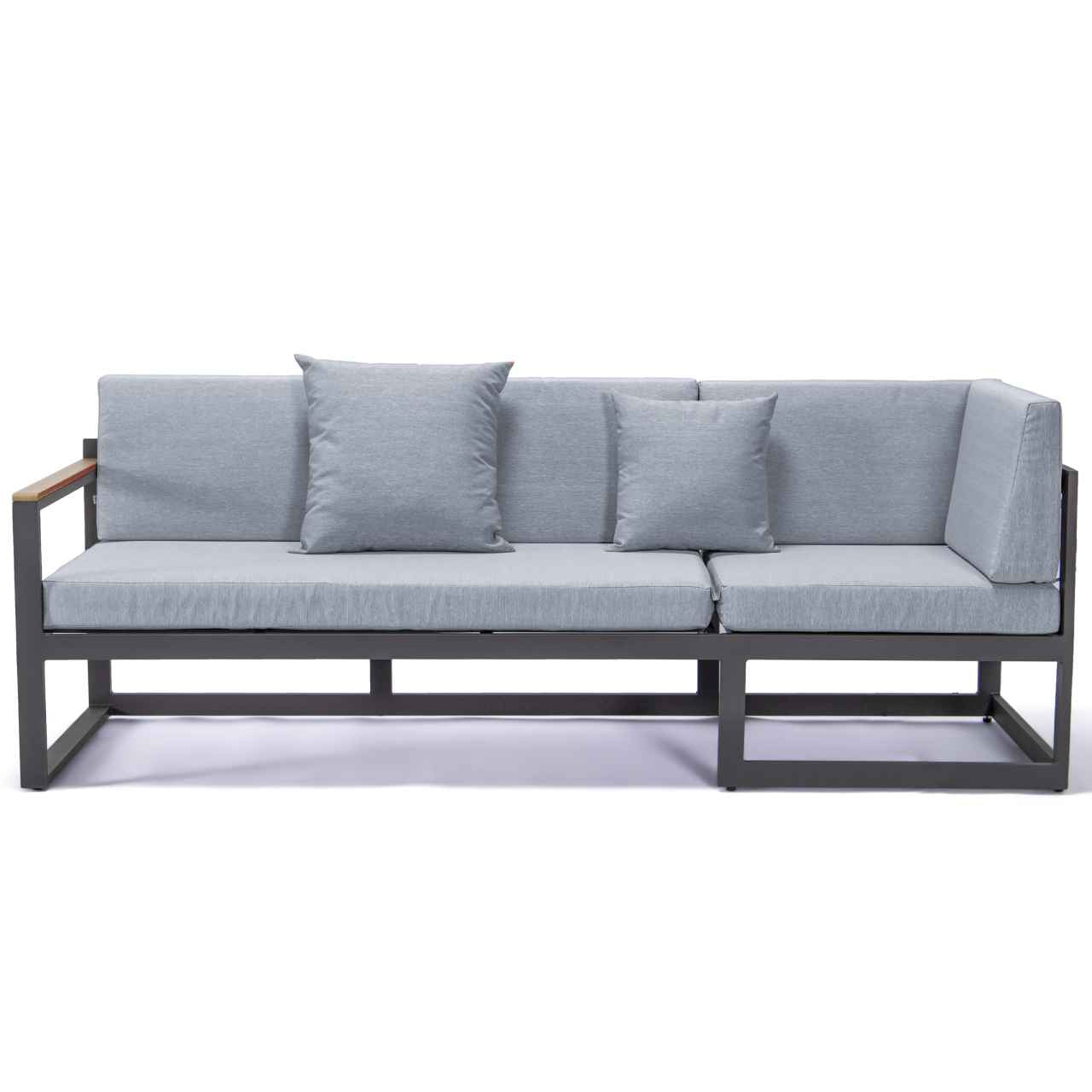 LeisureMod Chelsea Black Sectional With Adjustable Headrest & Coffee Table With Cushions | Outdoor Sofas, Loveseats & Sectionals | Modishstore - 58