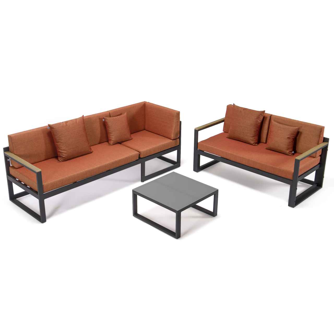 LeisureMod Chelsea Black Sectional With Adjustable Headrest & Coffee Table With Cushions | Outdoor Sofas, Loveseats & Sectionals | Modishstore - 66