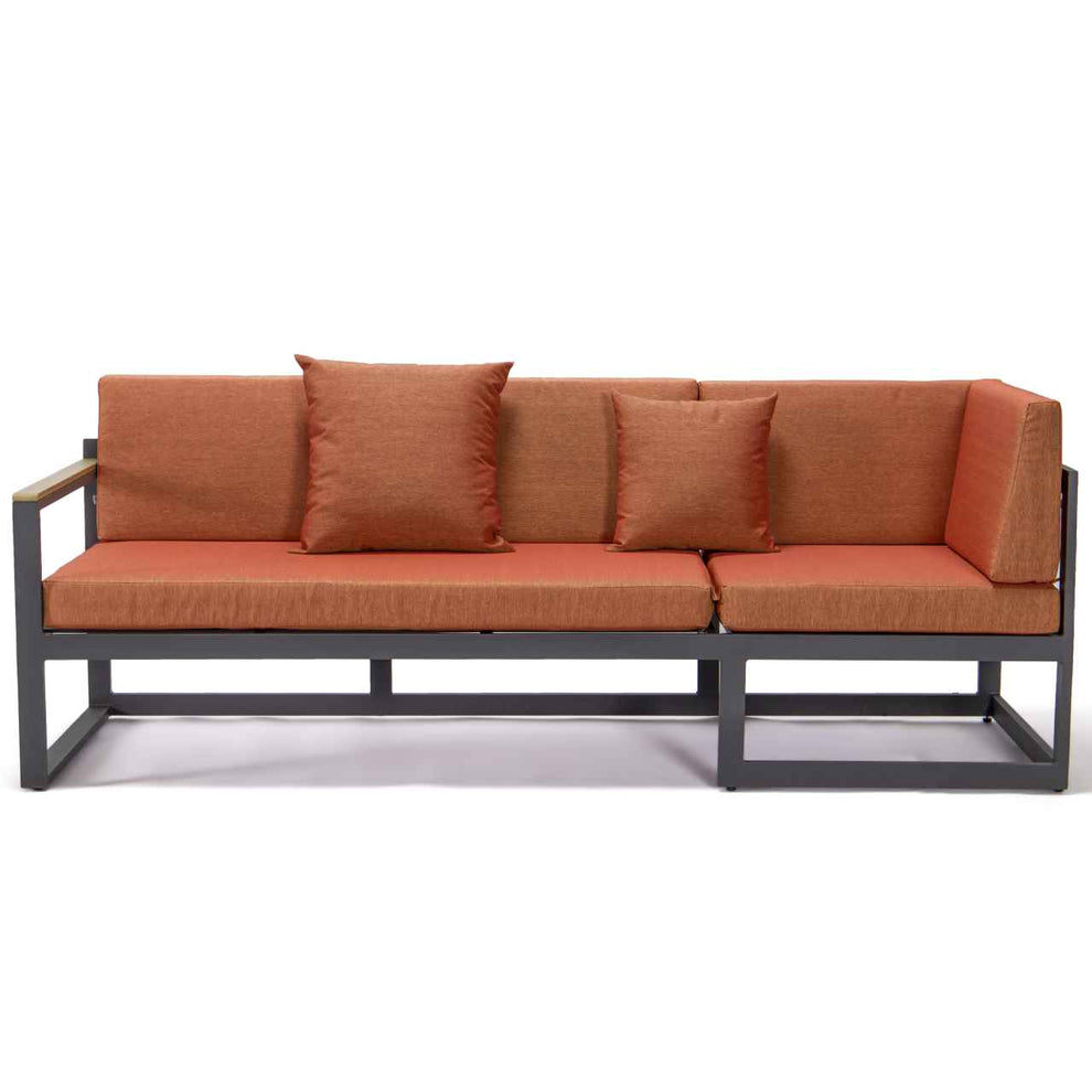 LeisureMod Chelsea Black Sectional With Adjustable Headrest & Coffee Table With Cushions | Outdoor Sofas, Loveseats & Sectionals | Modishstore - 73