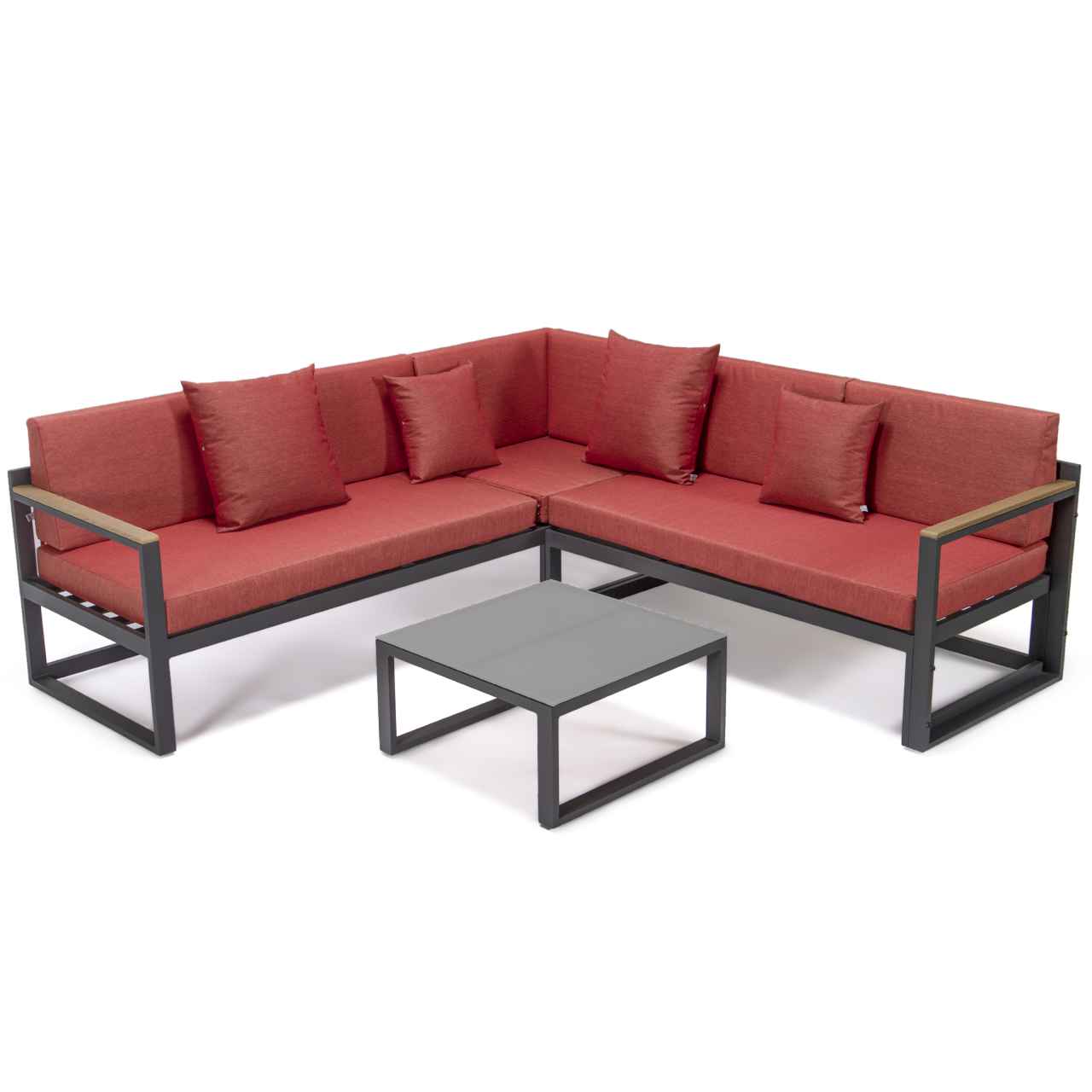 LeisureMod Chelsea Black Sectional With Adjustable Headrest & Coffee Table With Cushions | Outdoor Sofas, Loveseats & Sectionals | Modishstore - 92