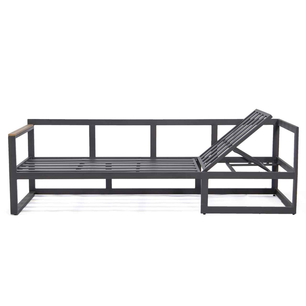 LeisureMod Chelsea Black Sectional With Adjustable Headrest & Coffee Table With Cushions | Outdoor Sofas, Loveseats & Sectionals | Modishstore - 90