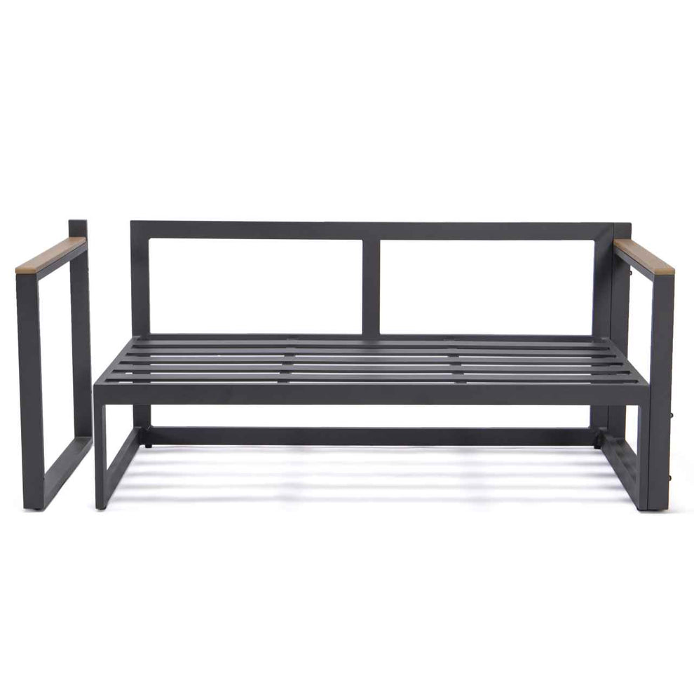 LeisureMod Chelsea Black Sectional With Adjustable Headrest & Coffee Table With Cushions | Outdoor Sofas, Loveseats & Sectionals | Modishstore - 84