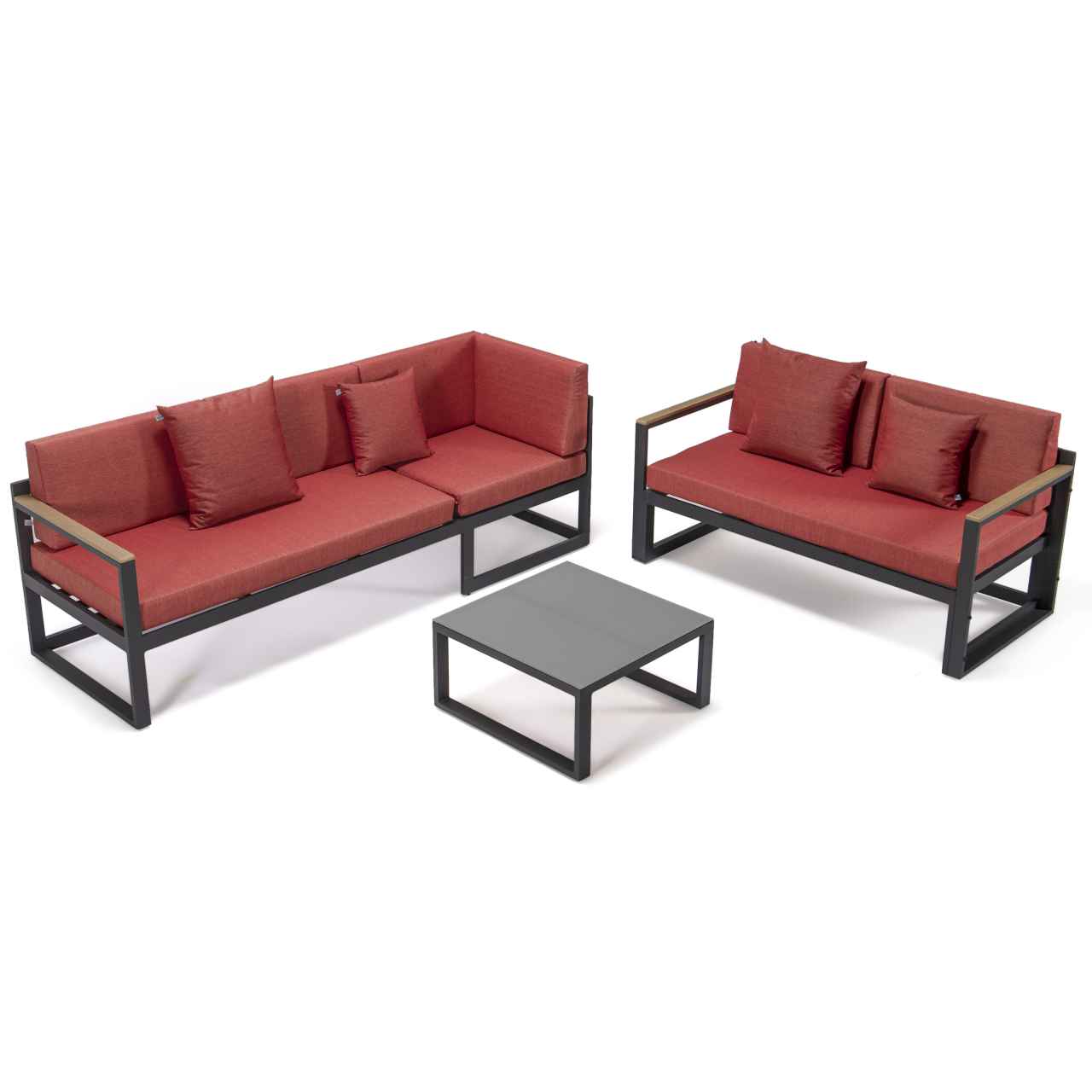 LeisureMod Chelsea Black Sectional With Adjustable Headrest & Coffee Table With Cushions | Outdoor Sofas, Loveseats & Sectionals | Modishstore - 81