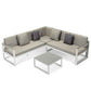 LeisureMod Chelsea White Sectional With Adjustable Headrest & Coffee Table With Two Tone Cushions | Outdoor Sofas, Loveseats & Sectionals | Modishstore - 5