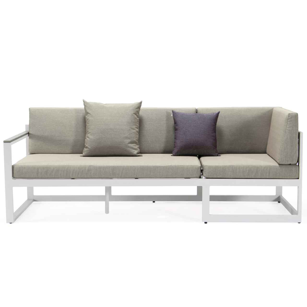LeisureMod Chelsea White Sectional With Adjustable Headrest & Coffee Table With Two Tone Cushions | Outdoor Sofas, Loveseats & Sectionals | Modishstore - 11