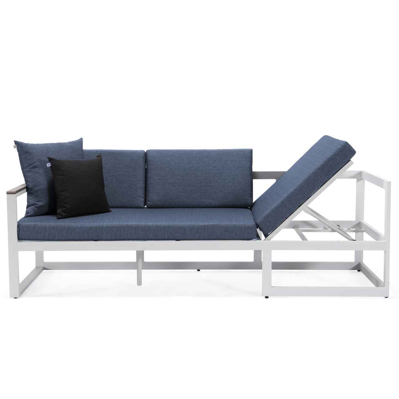 LeisureMod Chelsea White Sectional With Adjustable Headrest & Coffee Table With Two Tone Cushions | Outdoor Sofas, Loveseats & Sectionals | Modishstore - 41
