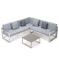 LeisureMod Chelsea White Sectional With Adjustable Headrest & Coffee Table With Two Tone Cushions | Outdoor Sofas, Loveseats & Sectionals | Modishstore - 49