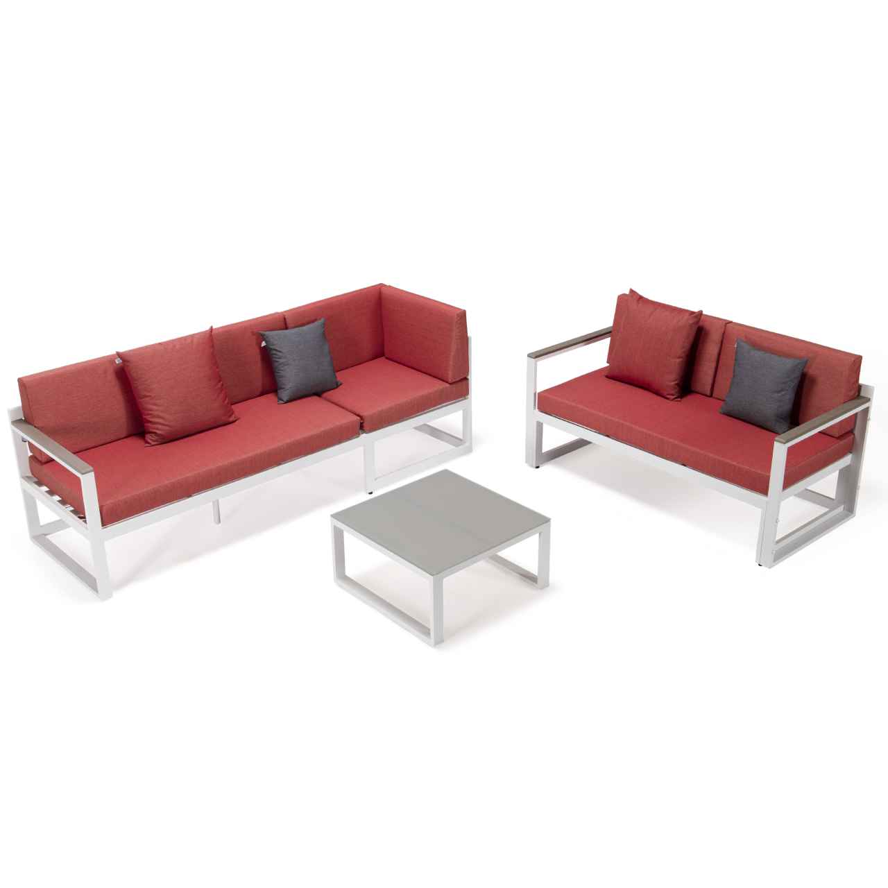 LeisureMod Chelsea White Sectional With Adjustable Headrest & Coffee Table With Two Tone Cushions | Outdoor Sofas, Loveseats & Sectionals | Modishstore - 78