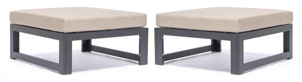 LeisureMod Chelsea Outdoor Patio Black Aluminum Ottomans With Cushions Set Of 2 | Outdoor Ottomans | Modishstore - 4