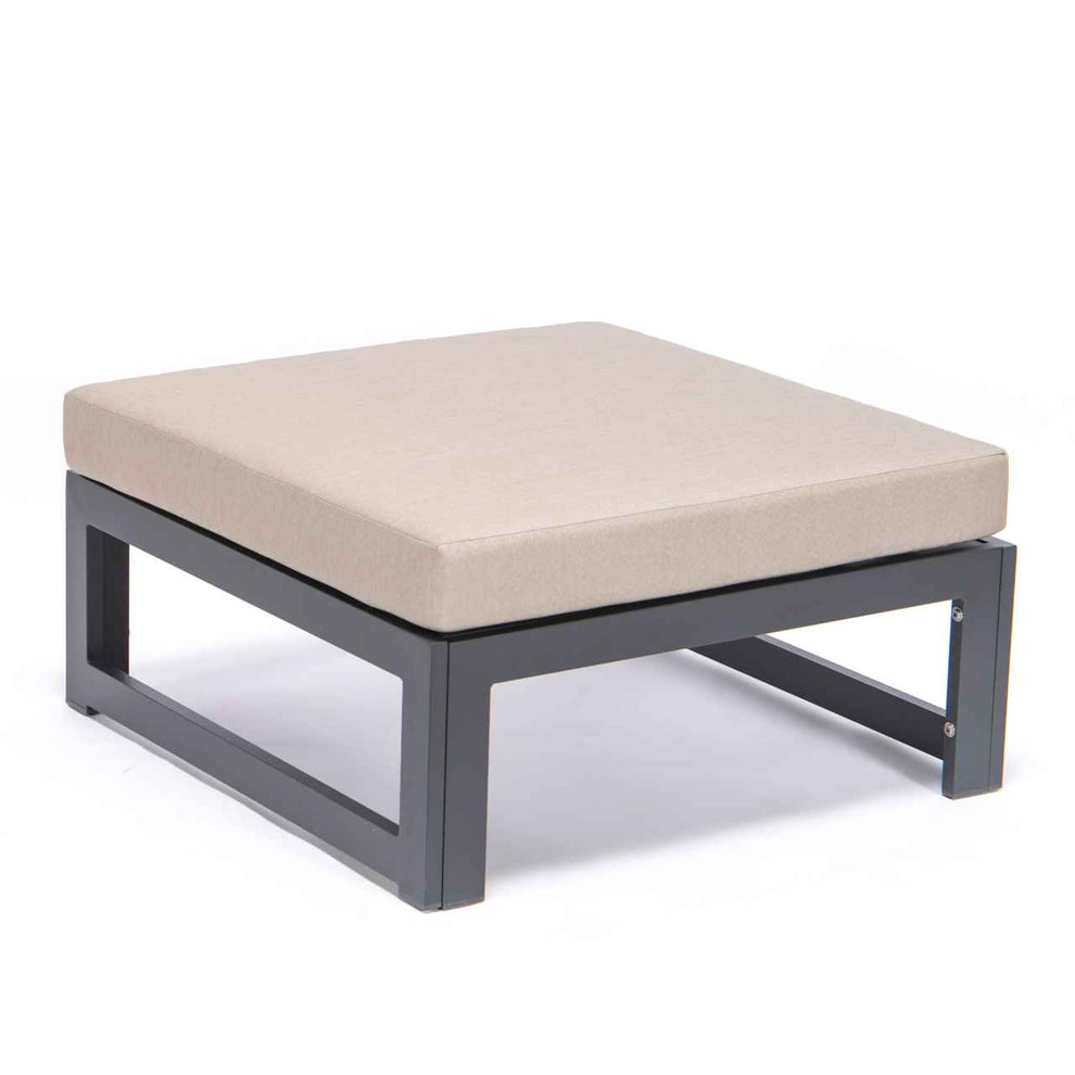 LeisureMod Chelsea Outdoor Patio Black Aluminum Ottomans With Cushions Set Of 2 | Outdoor Ottomans | Modishstore - 3