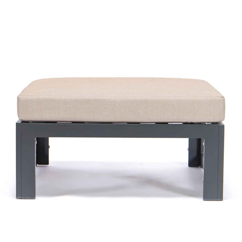 LeisureMod Chelsea Outdoor Patio Black Aluminum Ottomans With Cushions Set Of 2 | Outdoor Ottomans | Modishstore - 2