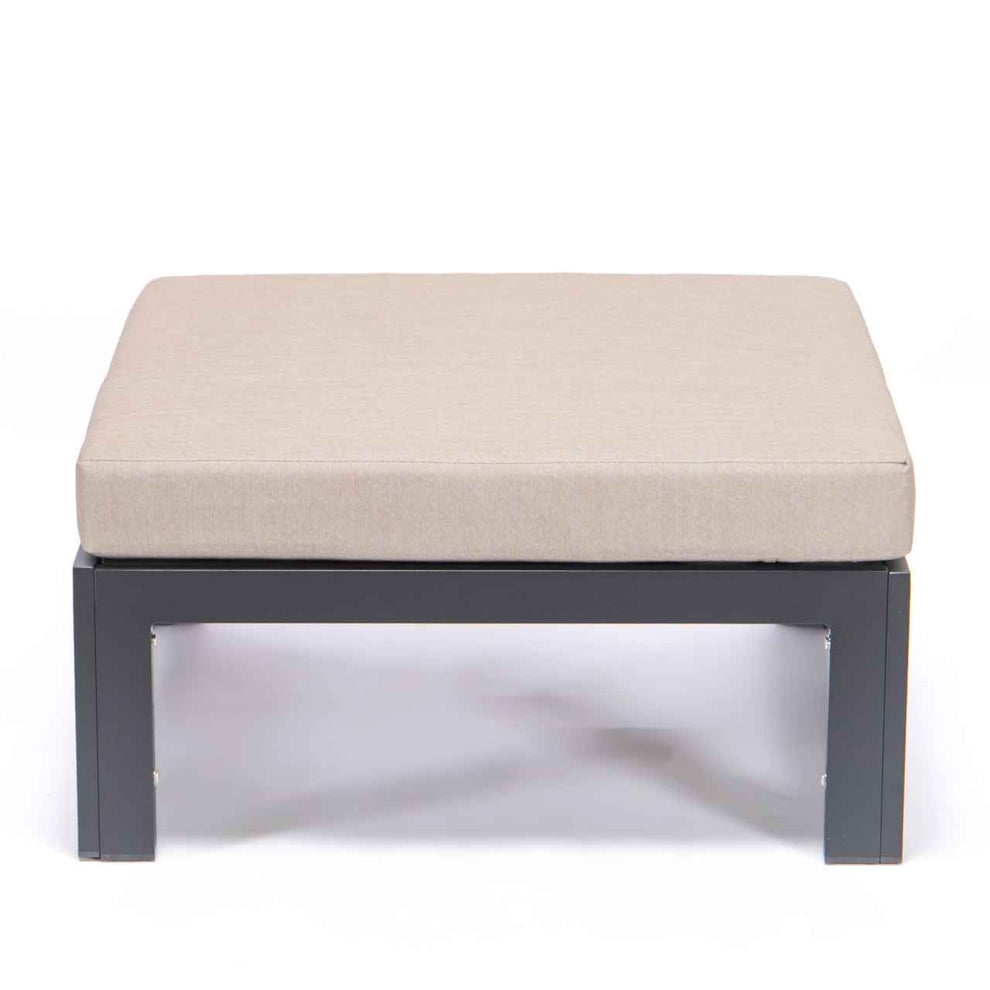 LeisureMod Chelsea Outdoor Patio Black Aluminum Ottomans With Cushions Set Of 2 | Outdoor Ottomans | Modishstore