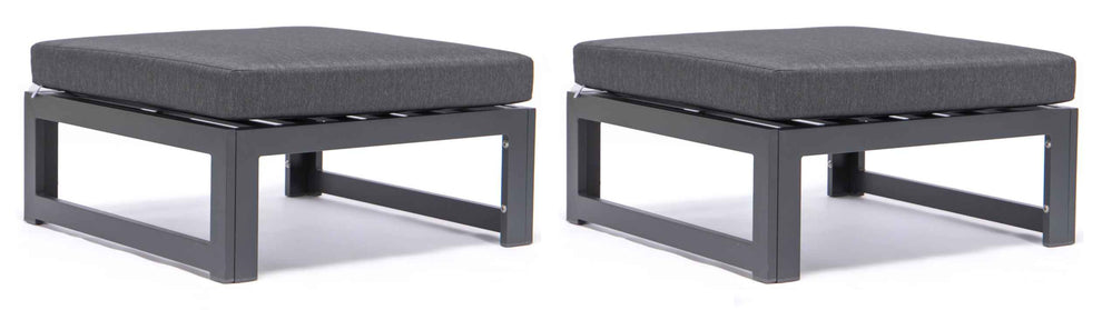 LeisureMod Chelsea Outdoor Patio Black Aluminum Ottomans With Cushions Set Of 2 | Outdoor Ottomans | Modishstore - 7