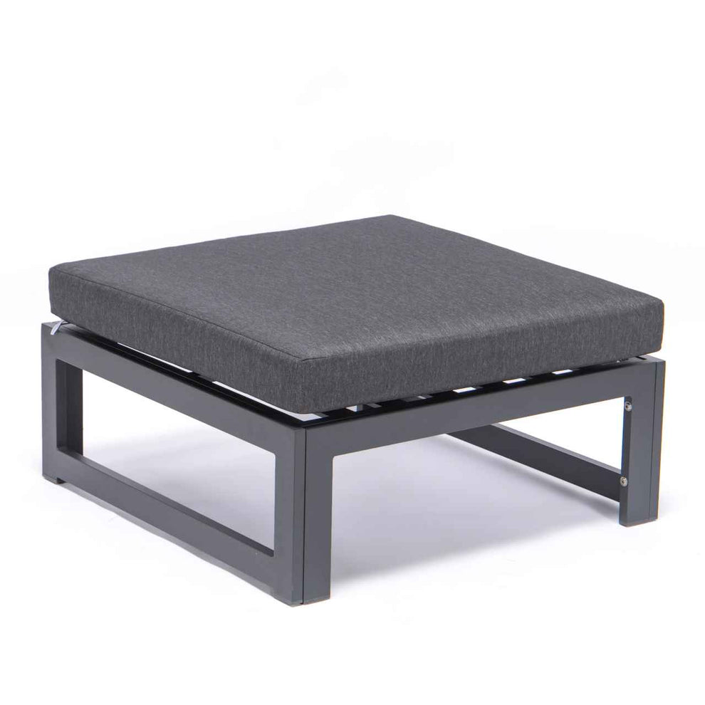 LeisureMod Chelsea Outdoor Patio Black Aluminum Ottomans With Cushions Set Of 2 | Outdoor Ottomans | Modishstore - 8