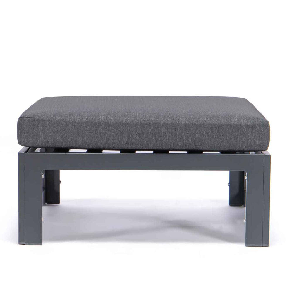 LeisureMod Chelsea Outdoor Patio Black Aluminum Ottomans With Cushions Set Of 2 | Outdoor Ottomans | Modishstore - 6