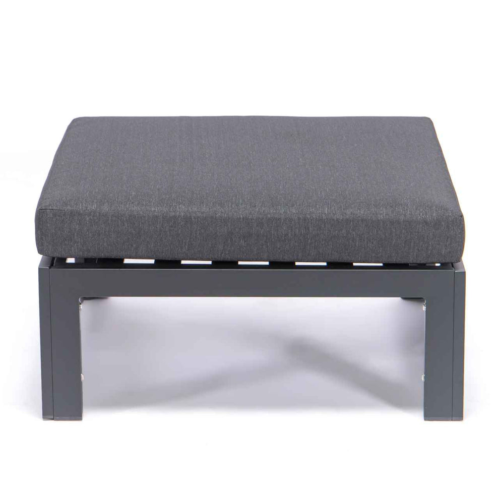 LeisureMod Chelsea Outdoor Patio Black Aluminum Ottomans With Cushions Set Of 2 | Outdoor Ottomans | Modishstore - 5