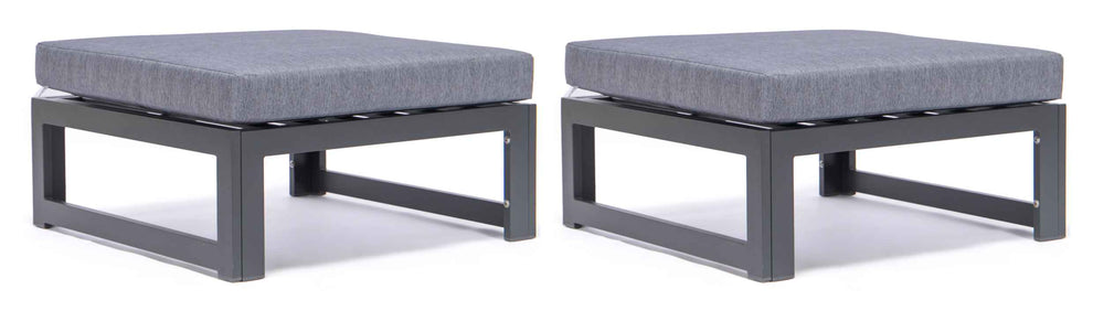 LeisureMod Chelsea Outdoor Patio Black Aluminum Ottomans With Cushions Set Of 2 | Outdoor Ottomans | Modishstore - 12