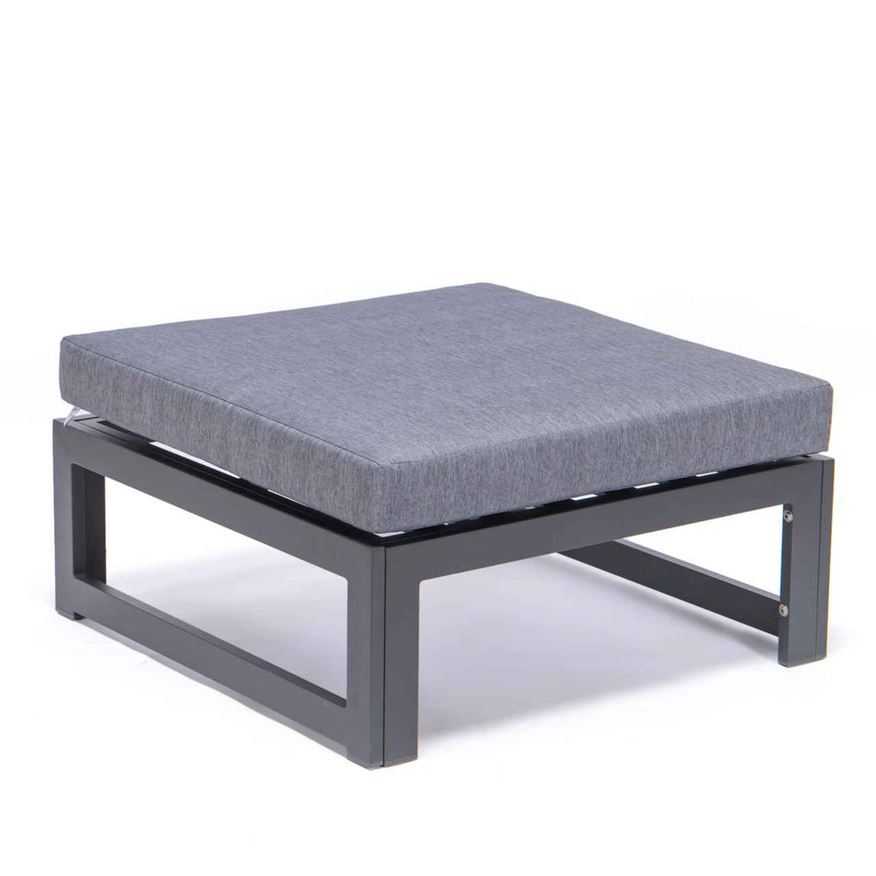 LeisureMod Chelsea Outdoor Patio Black Aluminum Ottomans With Cushions Set Of 2 | Outdoor Ottomans | Modishstore - 11