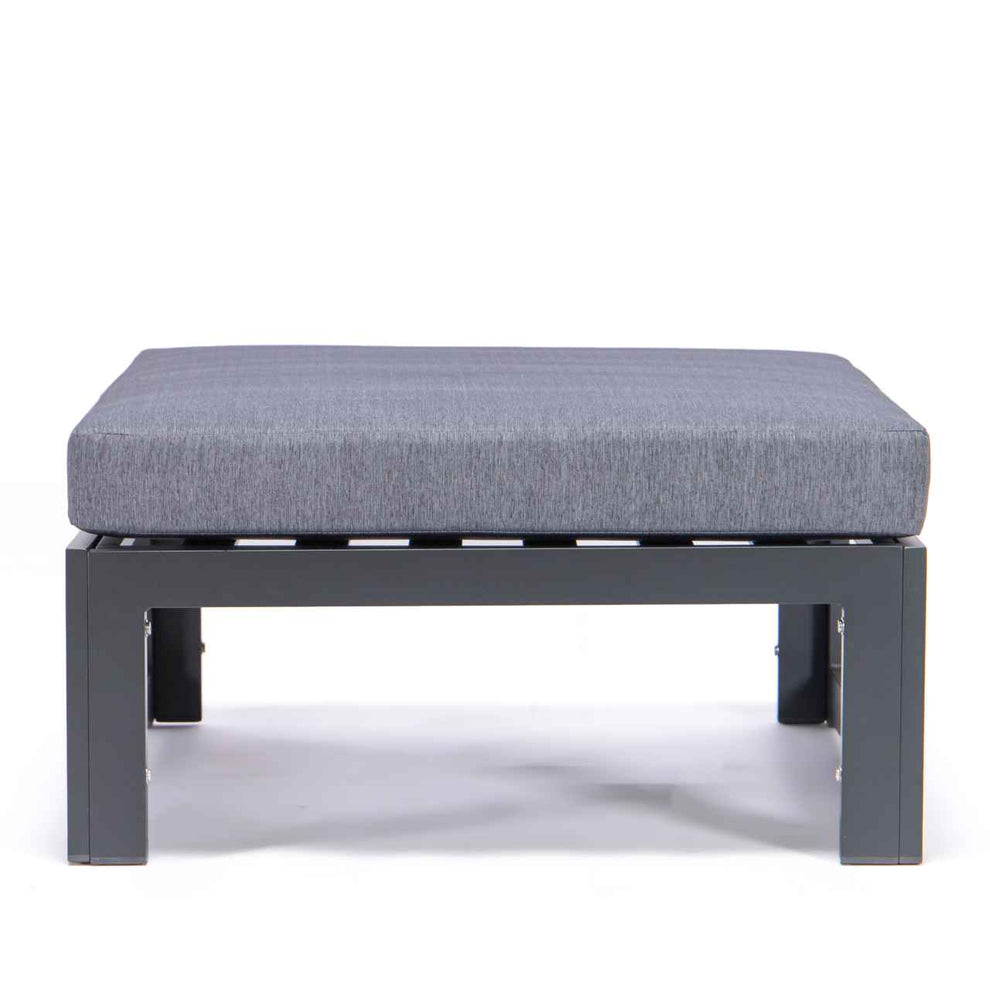 LeisureMod Chelsea Outdoor Patio Black Aluminum Ottomans With Cushions Set Of 2 | Outdoor Ottomans | Modishstore - 10