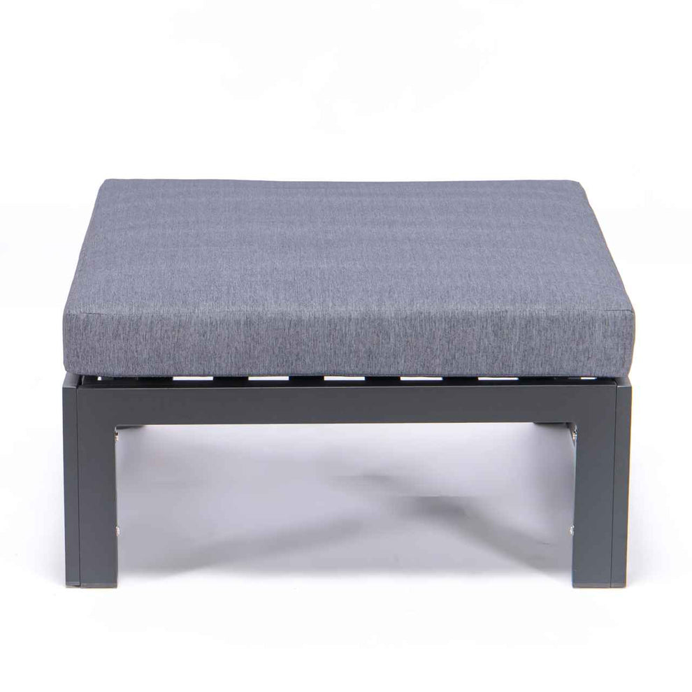 LeisureMod Chelsea Outdoor Patio Black Aluminum Ottomans With Cushions Set Of 2 | Outdoor Ottomans | Modishstore - 9