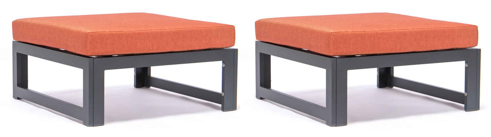 LeisureMod Chelsea Outdoor Patio Black Aluminum Ottomans With Cushions Set Of 2 | Outdoor Ottomans | Modishstore - 18