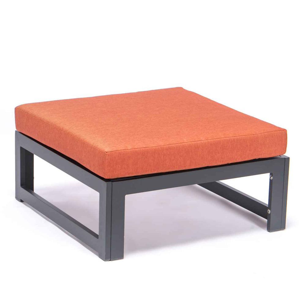 LeisureMod Chelsea Outdoor Patio Black Aluminum Ottomans With Cushions Set Of 2 | Outdoor Ottomans | Modishstore - 19