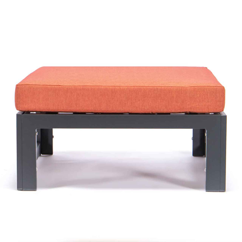 LeisureMod Chelsea Outdoor Patio Black Aluminum Ottomans With Cushions Set Of 2 | Outdoor Ottomans | Modishstore - 20