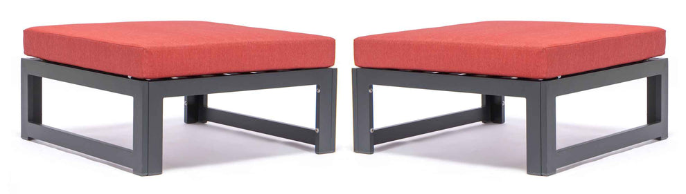 LeisureMod Chelsea Outdoor Patio Black Aluminum Ottomans With Cushions Set Of 2 | Outdoor Ottomans | Modishstore - 22