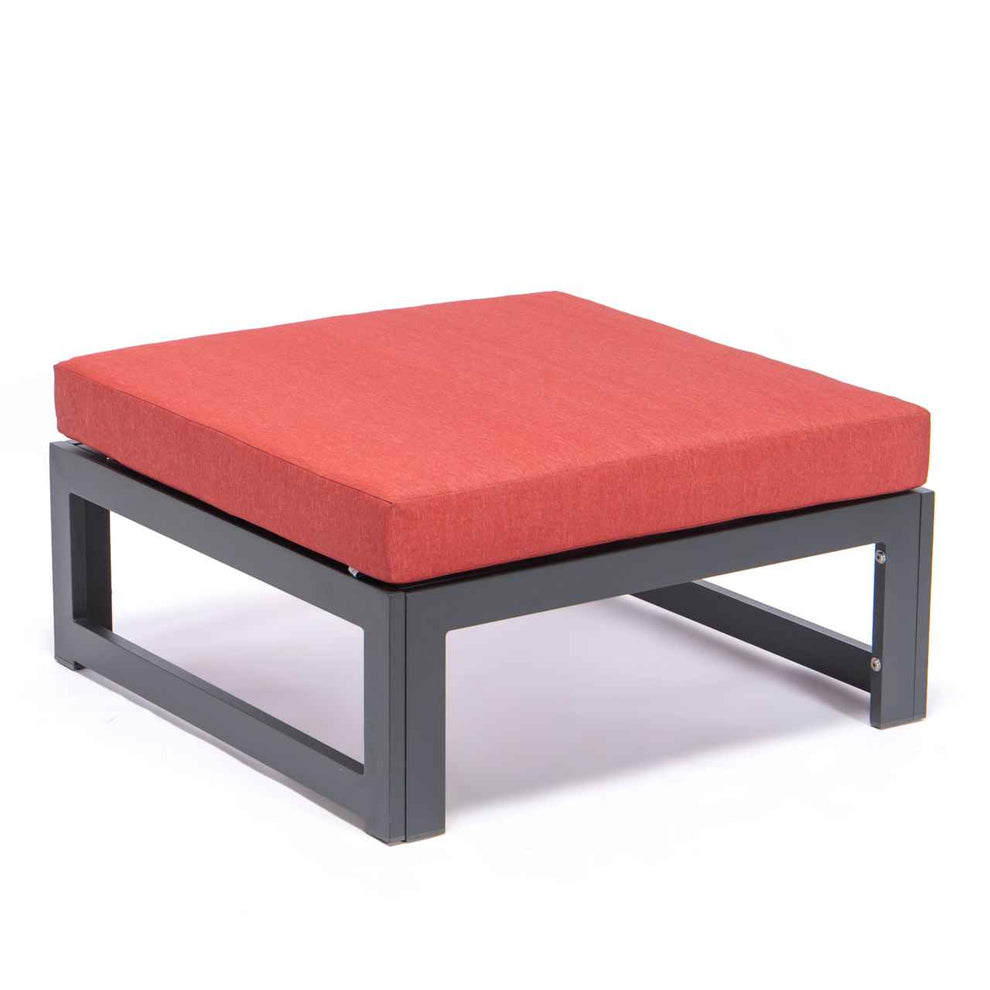 LeisureMod Chelsea Outdoor Patio Black Aluminum Ottomans With Cushions Set Of 2 | Outdoor Ottomans | Modishstore - 23