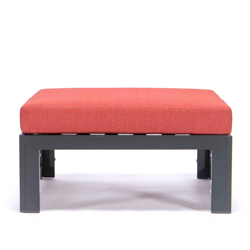 LeisureMod Chelsea Outdoor Patio Black Aluminum Ottomans With Cushions Set Of 2 | Outdoor Ottomans | Modishstore - 24