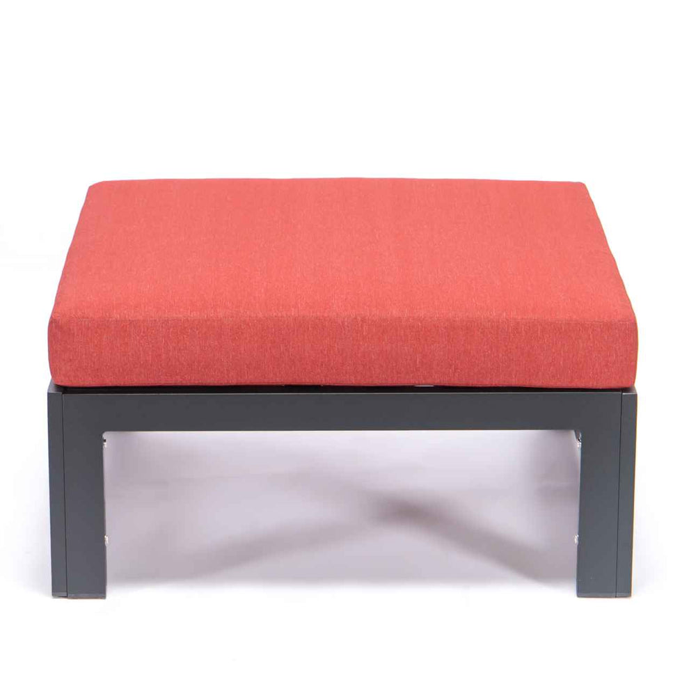LeisureMod Chelsea Outdoor Patio Black Aluminum Ottomans With Cushions Set Of 2 | Outdoor Ottomans | Modishstore - 21
