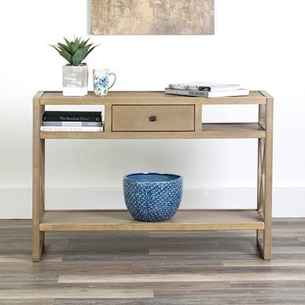 Durban Solid Wood Rectangular Console Table Grey - KD by Jeffan | Console Tables | Modishstore