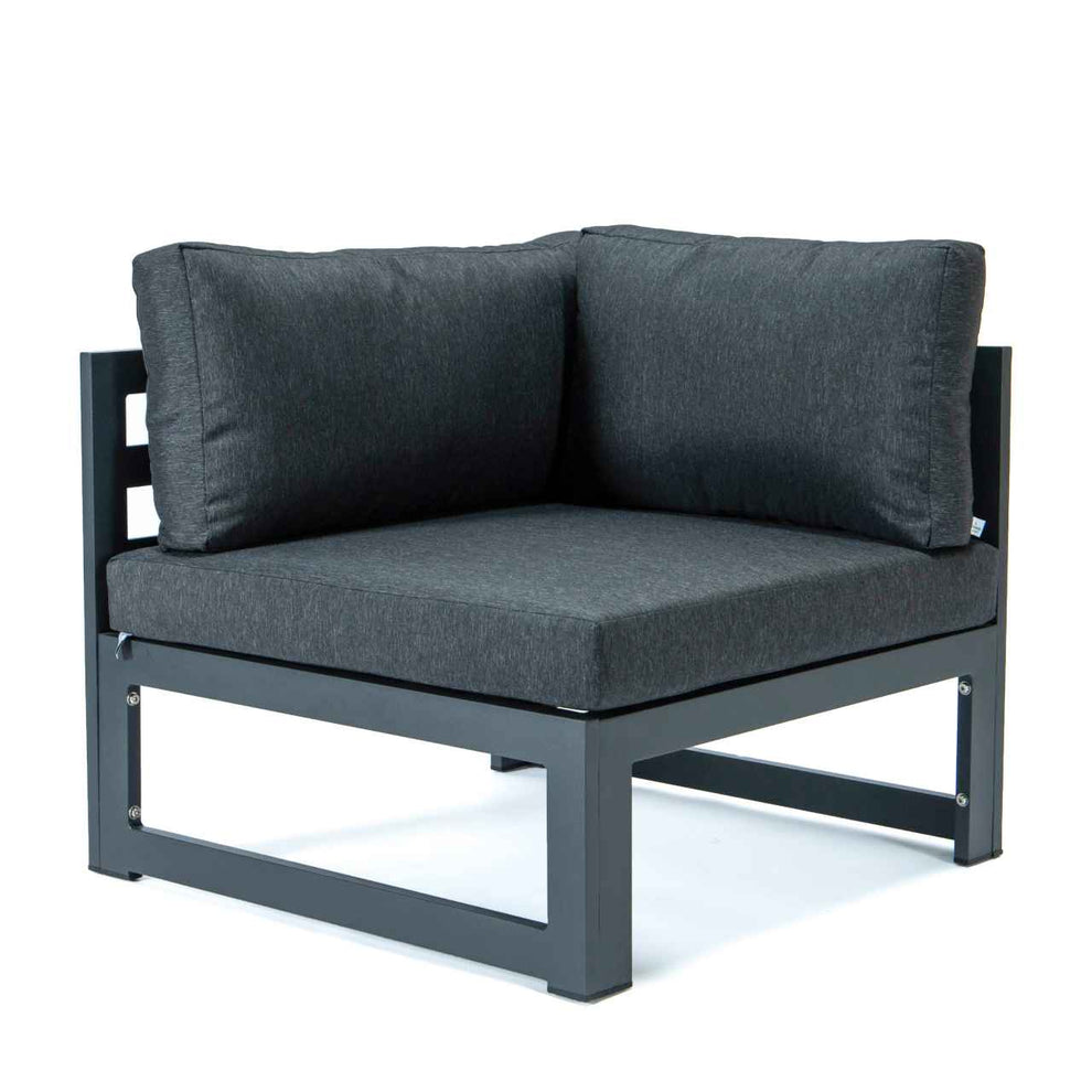 LeisureMod Chelsea 7-Piece Patio Sectional And Coffee Table Set Black Aluminum With Cushions | Outdoor Sofas, Loveseats & Sectionals | Modishstore - 10