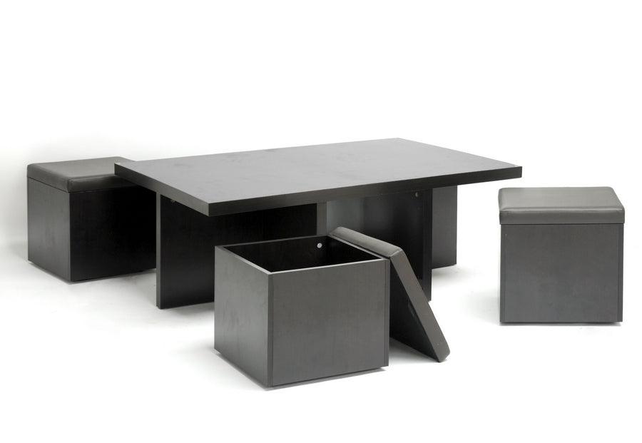 baxton studio prescott modern table and stool set with hidden storage | Modish Furniture Store-2