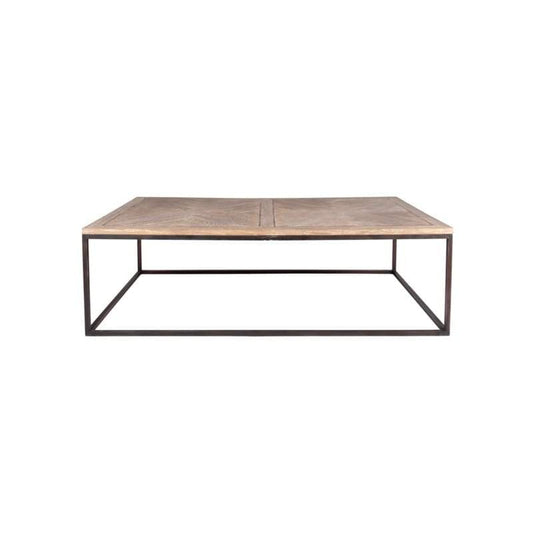 Bryant  Veneer Wood Coffee Table with Parquet Top and Metal Base by Jeffan | Coffee Tables | Modishstore