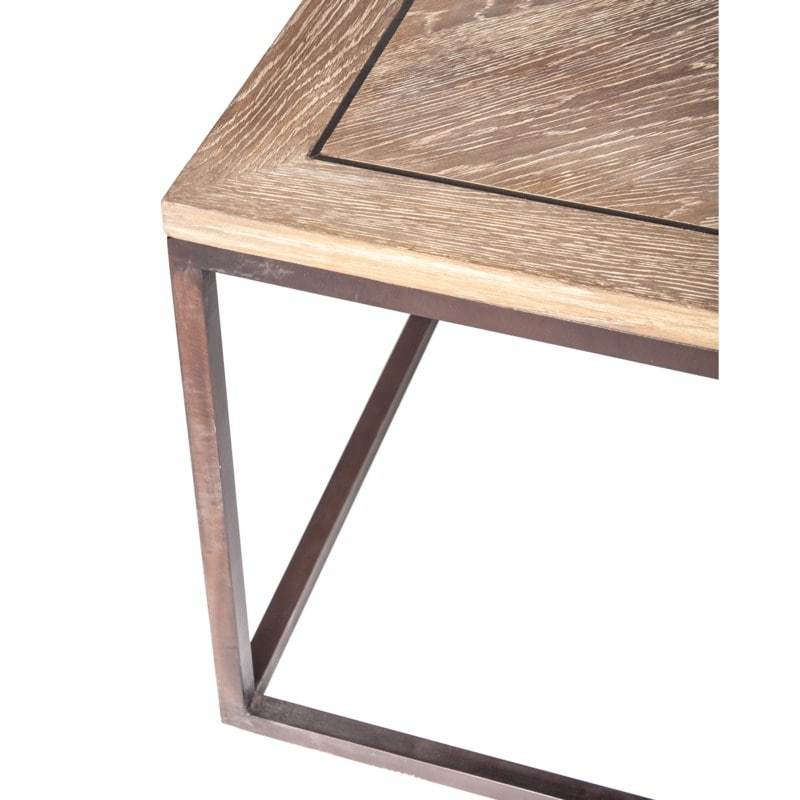 Bryant  Veneer Wood Coffee Table with Parquet Top and Metal Base by Jeffan | Coffee Tables | Modishstore - 3