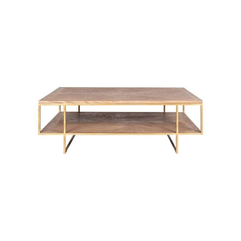 Claire Wooden Inset Coffee Table Gold and Tan by Jeffan | Coffee Tables | Modishstore