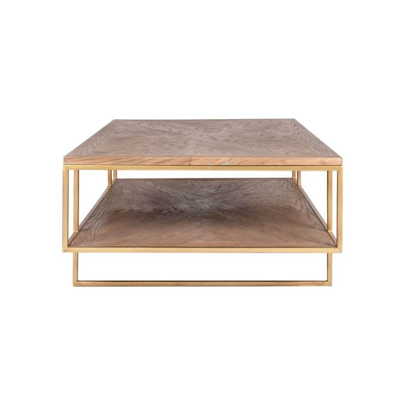 Claire Wooden Inset Coffee Table Gold and Tan by Jeffan | Coffee Tables | Modishstore - 2
