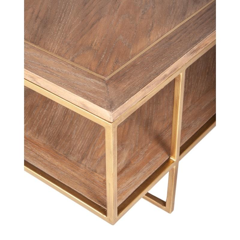 Claire Wooden Inset Coffee Table Gold and Tan by Jeffan | Coffee Tables | Modishstore - 3