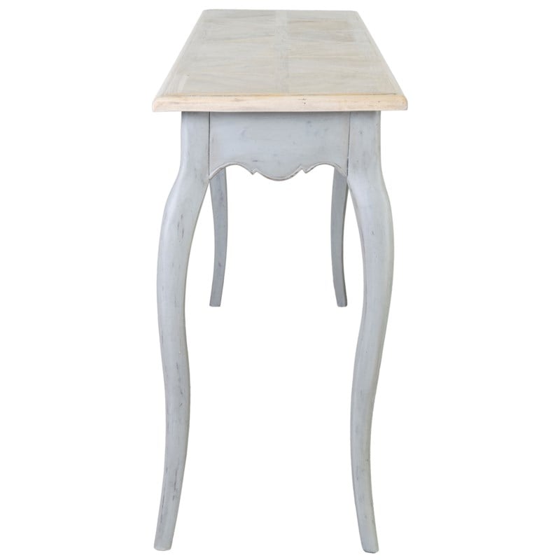 Burgundy Mindi Wood Console with Reclaimed Teak Top by Jeffan | Console Tables | Modishstore - 2