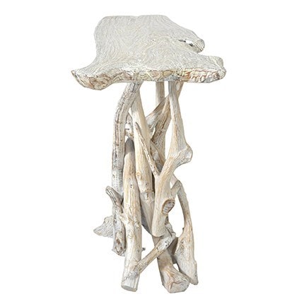 Roell teak top Console table with natural root base - White Wash by Jeffan | Console Tables | Modishstore - 2