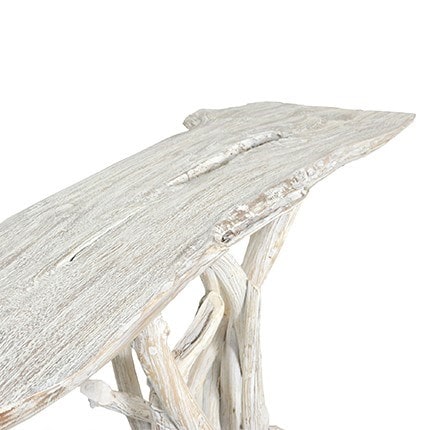 Roell teak top Console table with natural root base - White Wash by Jeffan | Console Tables | Modishstore - 3