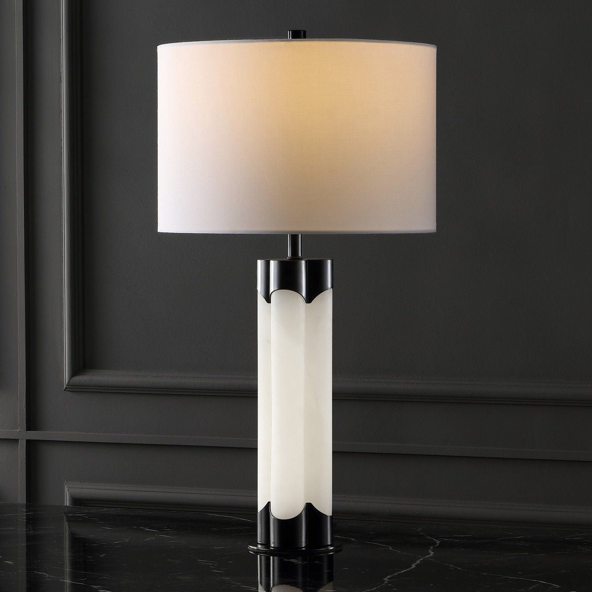 Safavieh Chavez Alabaster Table Lamp - White and Black | Table Lamps | Modishstore