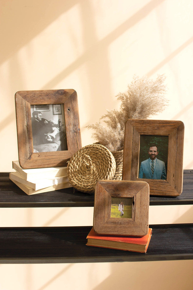 Recycled Wood Photo Frames Set Of 3 By Kalalou | Frames | Modishstore