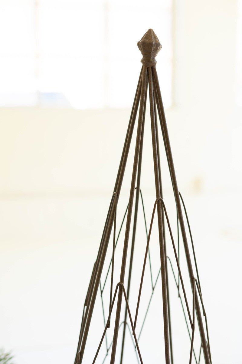 Set Of Two Metal Topiaries With Recycled Wood Bases By Kalalou | Christmas Trees | Modishstore - 3