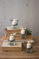 Kalalou Recycled Glass Mini Votive Cylinder - Set Of 4