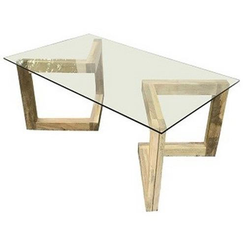 Crestview Collection Bengal Manor Angled Acacia Wood and Glass Rectangle Cocktail Table | Coffee Tables | Modishstore